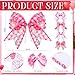 Daifunli 48 Pcs 6 Inch Valentine Bows for Wreath Valentine's Love Heart Bows Bulk Red and Pink Gift for Wrapping Holiday Basket Ornaments Party Decor