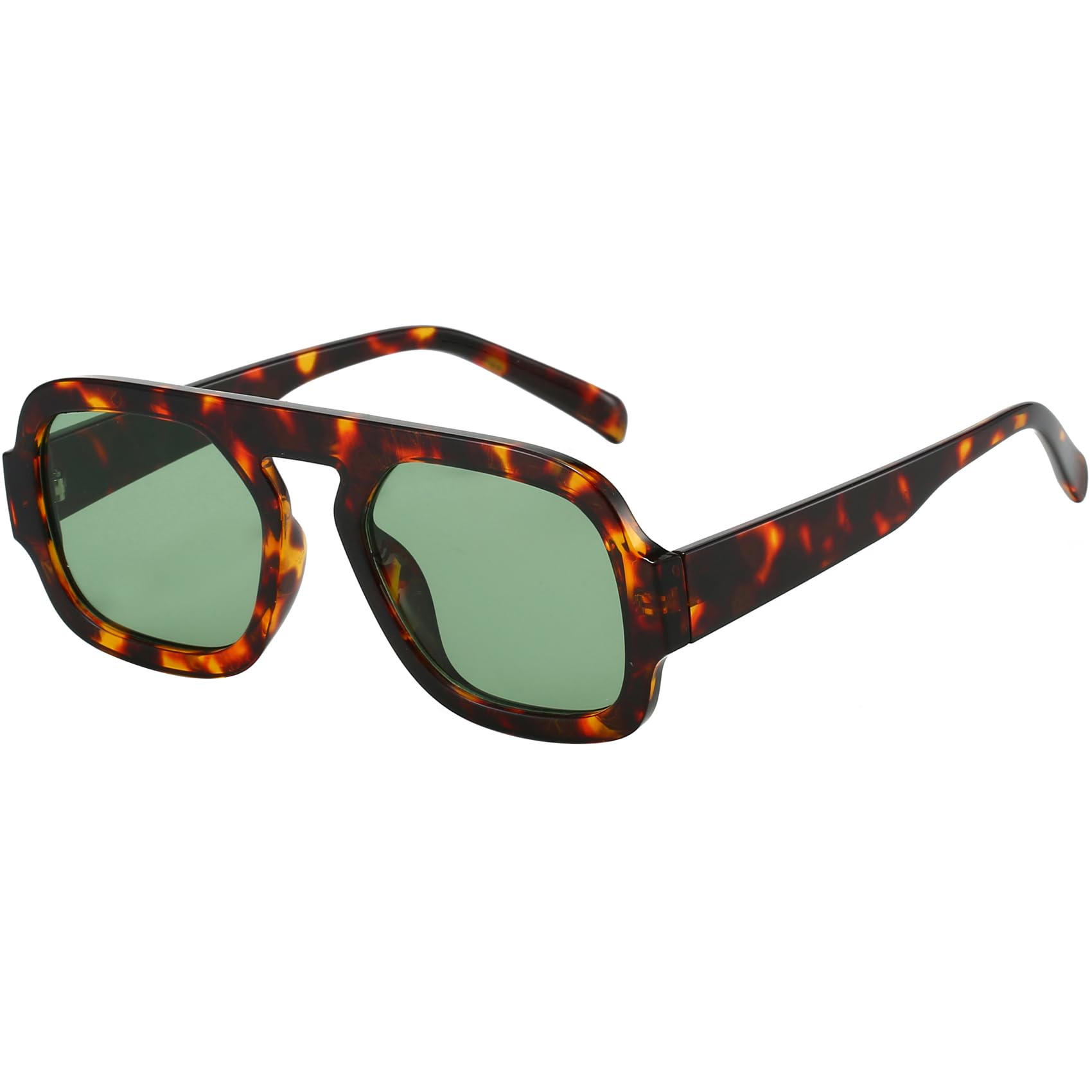 Trendy Square Aviator Sunglasses for Women Flat Top Designer Stylish Frame Sun Glasses Vintage Shades