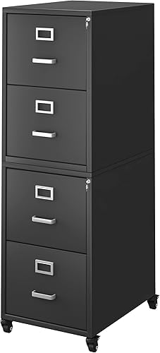 YITAHOME Archivador vertical de 4 cajones gabinete de almacenamiento de oficina de metal móvil desmontable con cerradura archivador debajo del