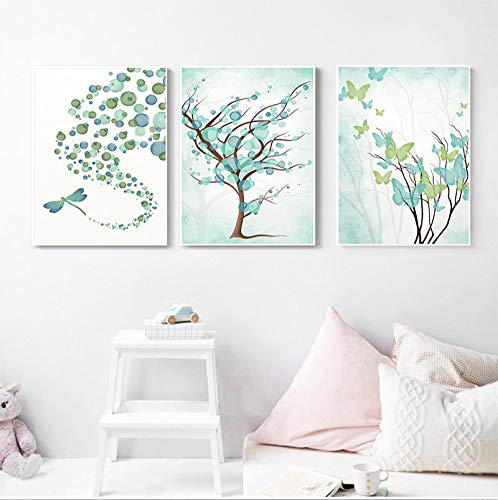 Peinture mur nature arbres lot de 3 toiles nordiques 40x60