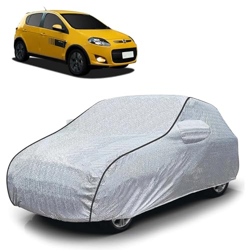 Image of Sulfar 100% Waterproof Car Body Cover Compatible with Mirror for Fiat Palio Stile (Triple Stitched, Full Bottom Elastic, Magic Silver with Black Piping)