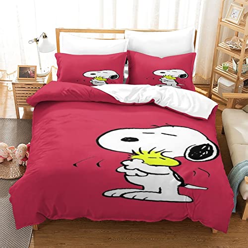 Juego De Ropa De Cama con Patrón 3D Snoopy De Funda Nórdica para Niños Y Niñas Single（135x200cm）