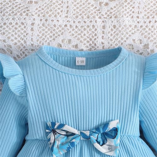 Baby Girls Knit Sweater Pants Sets 2pc Plain Cotton Fall Pullover Sweater with Bow Print Jogger Sweatpants Outfits4