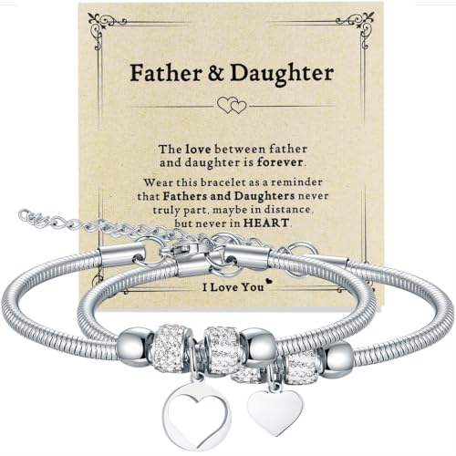 Image of Yonhon Father Daddy Daughter Bracelet Necklace for 2,Dad Daughter Matching Necklace Set for 2