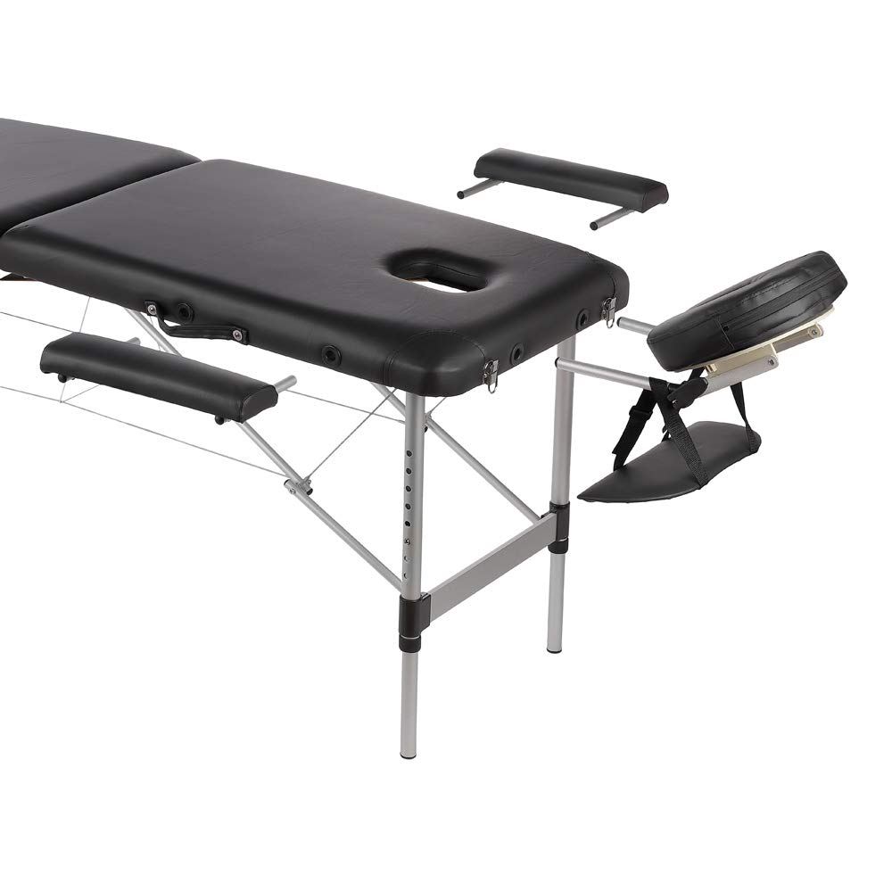 Melko Mobile Massageliege klappbar höhenverstellbar Therapieliege Massagetisch Massagebank Massagebett Schwarz