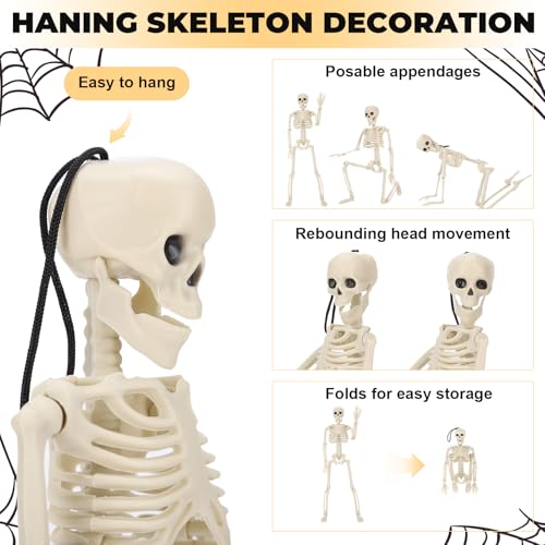 16" Halloween Skeleton Decorations with Posable Joints, 5Pcs - image 4