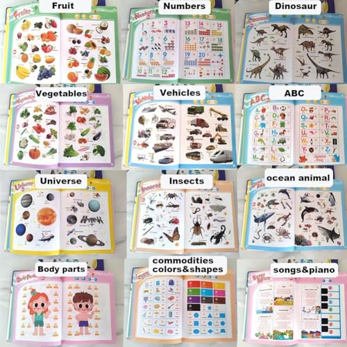 Image of SUPER TOY Kids English Words Sound Book Phonetic with 300+ Words, 13 Themes Pre School Learning Interactive Alphabet, Spelling, Math, Memory Games for Boys & Girls Age 1+