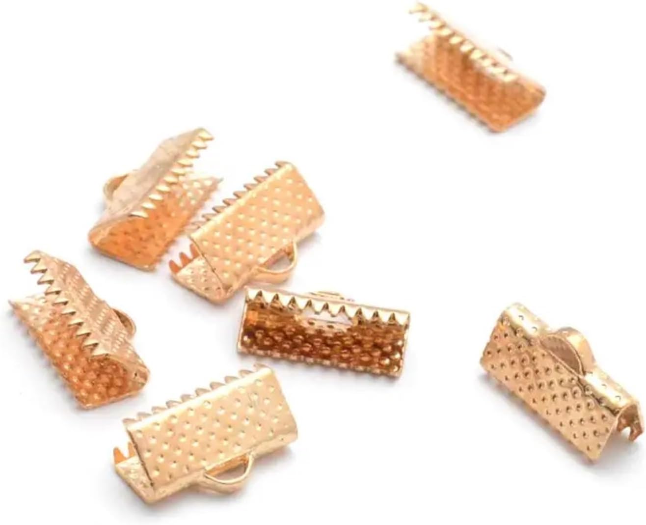 Ribbon Crimp Ends 200 PCS Jewelry Findings DIY 6/10/13mm Crimp Beads Cove Clasps Cord End Caps String Ribbon Leather Clip for DIY(Gray,10mm)