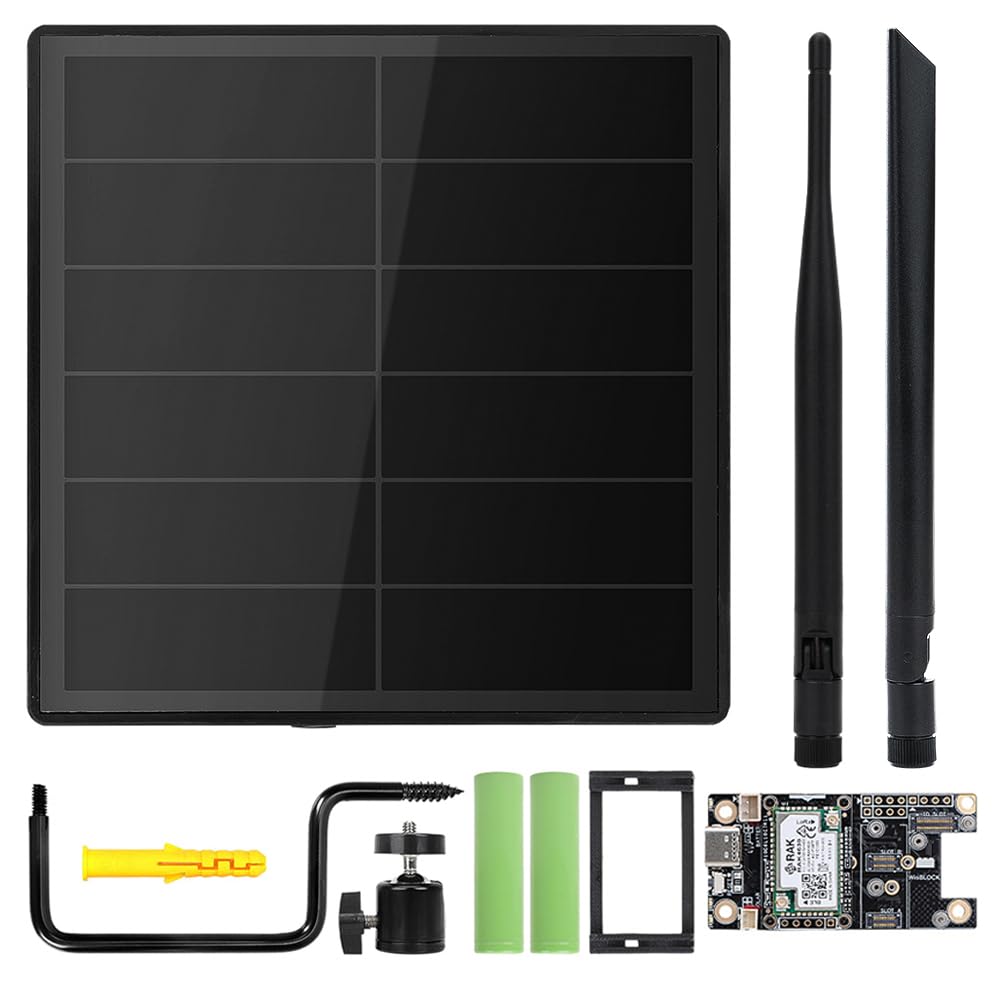 KEEPTEEN D5 Solar Lora Node Meshtastic Device Repeater mit Wisblock RAK19007 RAK4631 Board 868 MHz Mesh Lora Antenne NRF52840 Bluetooth Solarpanel Eingebauter 5000 mAh Batteriecontroller