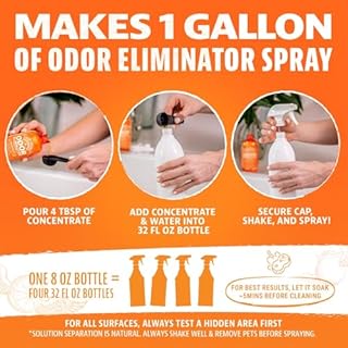 Angry Orange Pet Odor Eliminator 8 oz. bottle- Industrial Strength Pet Odor Remover - Makes (4) 32oz. Bottles - 1 Gallon - Neutralizes and Sanitizes Tough Pet Odors Fast