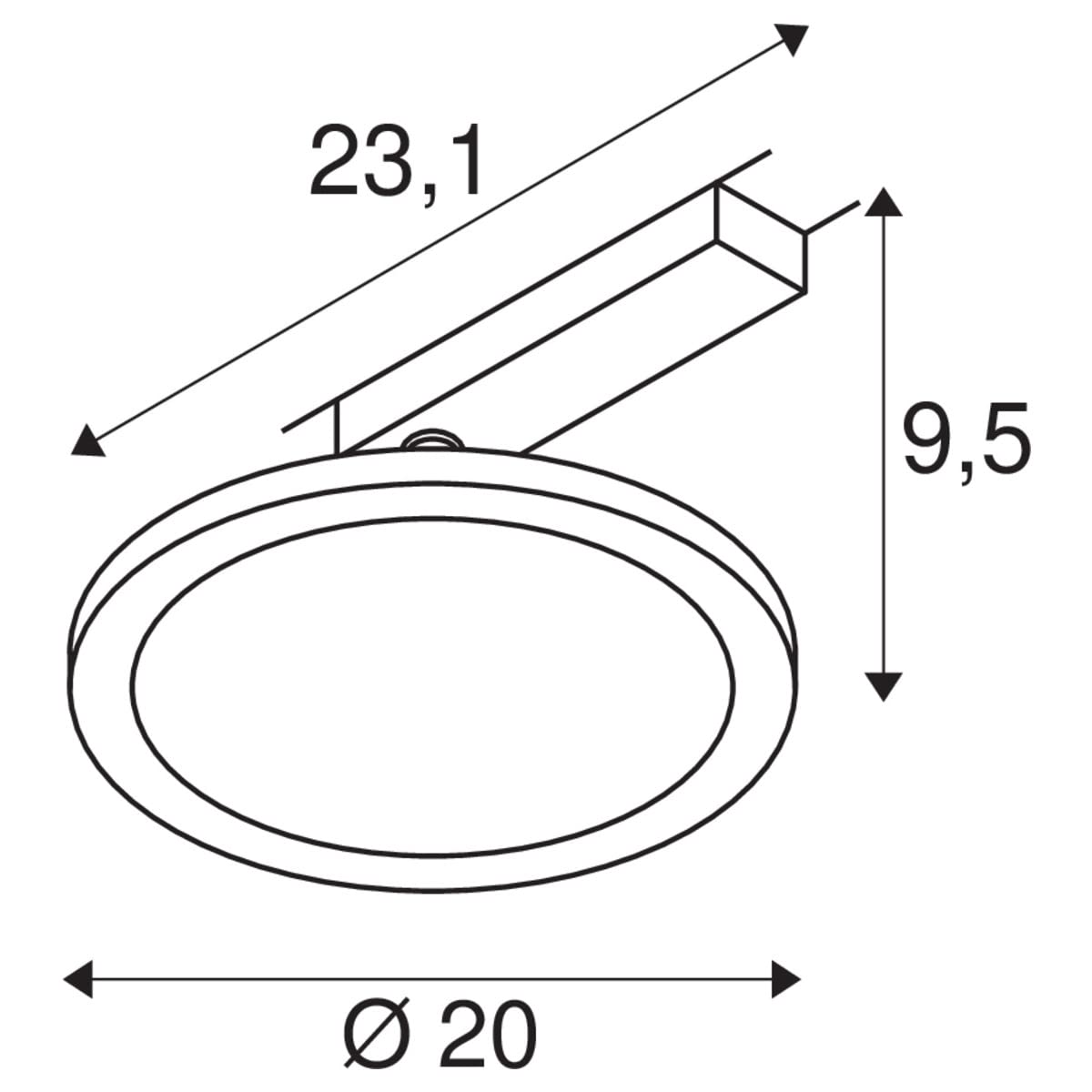 SLV PANEL TRACK LED-Spot 3000K 18W 1800lm schwarz Decken-Strahler Schienensystem