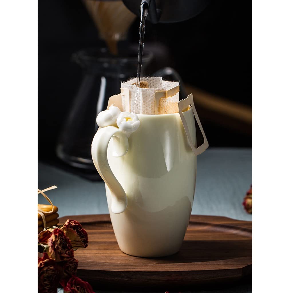 Becher Becher Mädchen Exquisite Kreative Keramik Tasse Büro Wassertasse Kreative Milch Kaffee Blume Teetasse Kaffeetasse (Farbe: Gold)