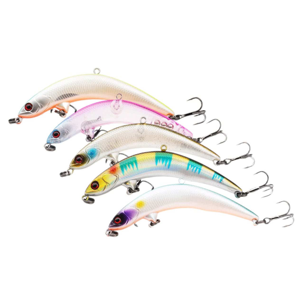 INOOMP 25 Pz Amo da Esca Esche da Pesca Persico Vivide Esche Finte Ami per Pesci d'Acqua Salata Ami da Pesca Artificiali Pesca Realistica Esche per Basso All'aperto 7c Allacciare Metallo