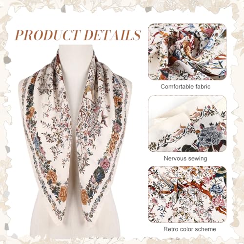 Image of SANNIDHI 2pcs Neck Head Scarf for Women Stylish Silk Hair Scarf Scarves with Vintage Prints for Sleeping, Hair Protection, and Multipurpose Styling (27.6x27.6n)