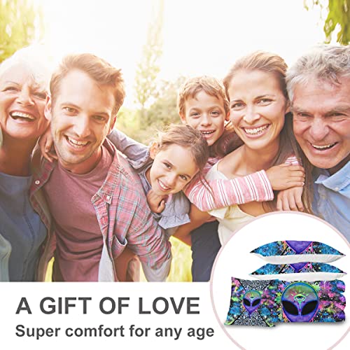 Trippy Alien By Brizbazaar Comforter Set Tie Dye Bedding Sets Hippie Alien Bed Set Colorful Psychedelic Alien Queen Quilt Outer Space Bedspreads Trippy Room Decor (4 Pieces, Blue, Queen Size) #TOP5