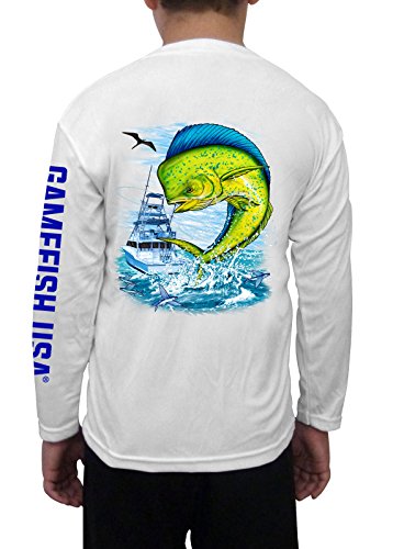 GAMEFISH USA Kid's UPF 50 Long Sleeve Microfiber Moisture Wicking Performance Fishing Shirt Mahi
