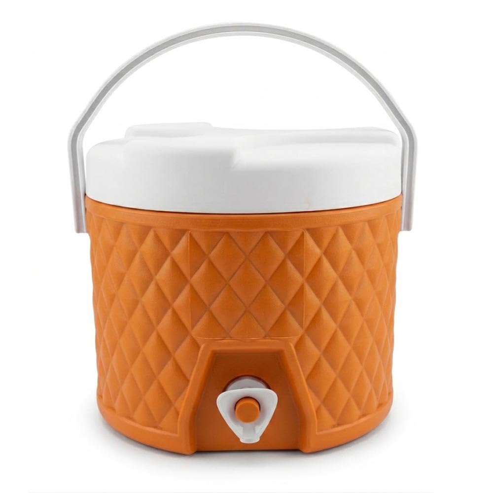 The-rmos Contenitore Termico 5 Litri per Liquidi Acqua Vino Bevande con Rubinetto Erogatore Manico borraccia Frigo Portatile Refrigerante Plastica Verde Celeste Arancio (arancio)