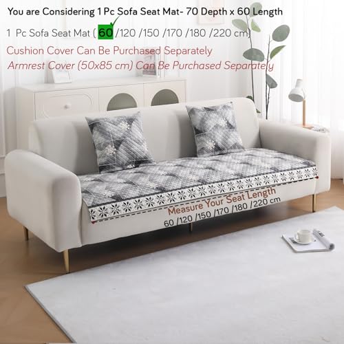 Image of HOKIPO 'LiefNest' Holland Velvet Sofa Cover Mat with Foam Filling for 1 /2 /3 Seater & L-Shape Sofa. Make Your Own Sofa Cover Set, Mat Size: 60(L) cm, Snowflakes Gradient Grey (NEW-IN-821-D9)