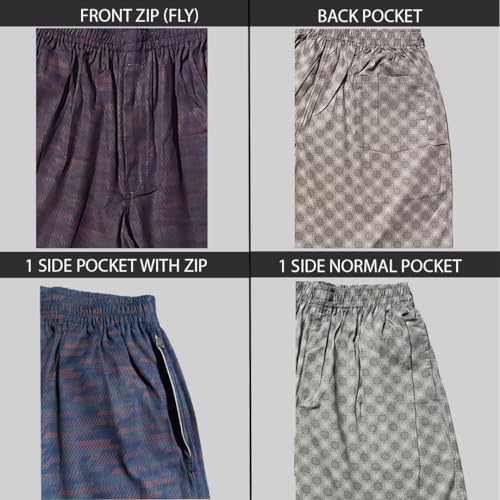 Image of Men's Cotton Shorts Waistband, Zip Fly, 1 Zip Pocket, Back Pockets (Pack of 2)