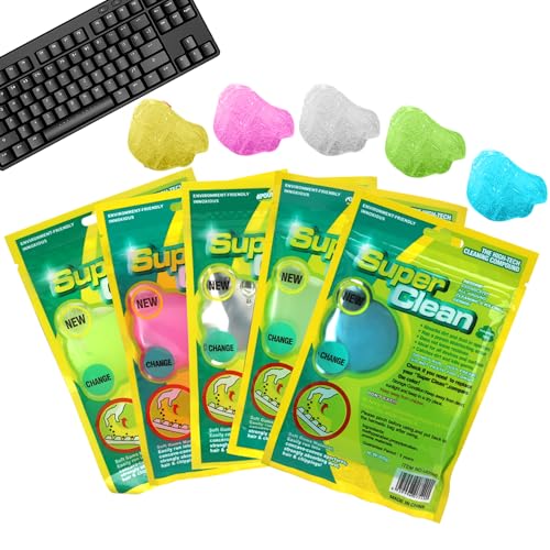 LUPATDY 4 Piezas Gel de Limpieza para Teclado, Gel de Limpieza de Coche Reutilizable, Gels Limpiador Universal de Polvo para Automóviles, Escritor, Teclado, Calculadoras,5 Colores (4 x 80g)