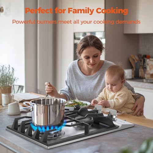 Image of TOPWISH 12 Inch Gas Cooktop, Gas Stove Top with 2 High Efficiency Propane Burner NG /LPG Convertible Stainless Steel Built-in Propane Stovetop with Thermocouple Protection for Apartments, Rvs