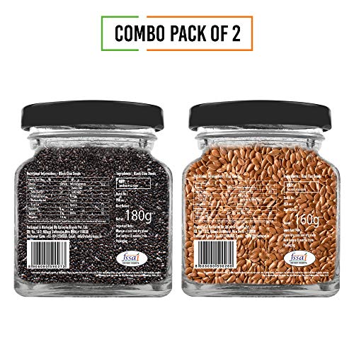 Image of Chef Urbano Combo of Flax Seeds 160g and Chia Seeds 180g, Pack of 2 | Alsi Seed | Raw and Natural | Immunity Booster | Rich in Protein and Fiber | Seeds for Eating | Diet Food