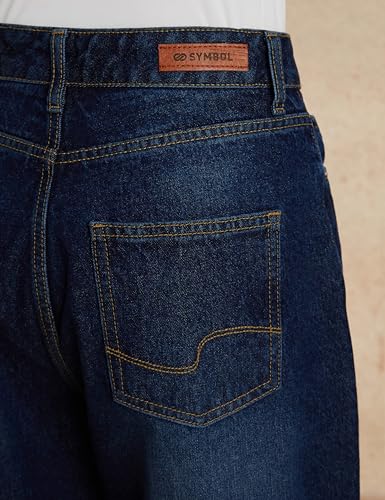 Image of Amazon Brand - Symbol Women's Barrel Fit Denim Jeans | Tapered Balloon | High Rise | Ankle Length (Available in Plus Sizes)