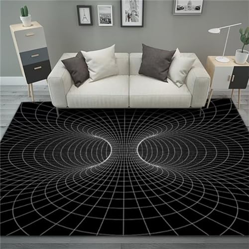 Tapis de couloir long et salon effet 3D noir 200x300cm grand format - 2