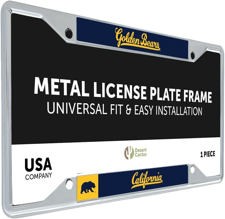 Desert Cactus University of California Berkeley Golden Bears Car Accessories Metal License Plate Frame and Tag Holder for Front or Rear of Car (Mascot)
