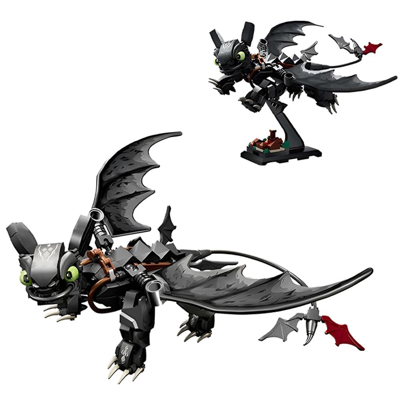 Night Black Dragon Building Block Set, 408PCS Animals Building Bricks Kit, Cool Dragon Movie Gifts Model Toy, Ideas Gifts for Kit Teenagers Adults