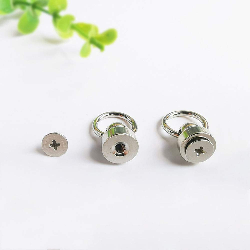 12 Sets Round Head Button Screwback Studs Spots Metal Screws Nail Rivets with Pull Ring Buckle for DIY Leather Craft Phone Case Bag Purse Decoration (Silver)