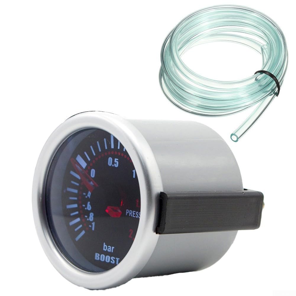 Puntero LED para 52 mm 2 pulgadas para turbo para medidor de presión de impulso con función de medidor de vacío -Rango de presión de 1 a 2 bar para uso automotriz con manual de instalación