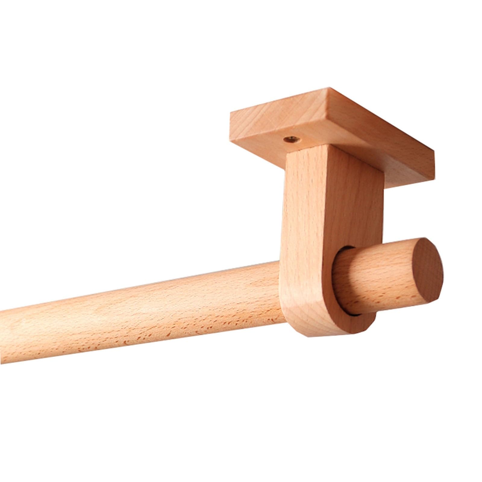 ZMTGLTG Solid Wood Curtain Rod, Beech Wood Rod, Top Mount, Side Mount Rail Rod, Living Room, Bedroom, Drill-Free Installation, 1.0-3.2 Meters(100cm)