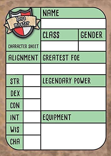 Personalise your own fantasy RPG character sheet greetings card! Single