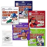 5 Flavor Variety Pack of Big League Chew- Outta Here Original Flavored | Big Rally Blue Raspberry | Slammin' Strawberry | Swingin' Sour Apple | Ground Ball Grape | - Shredded Bubble Gum 2.12oz each