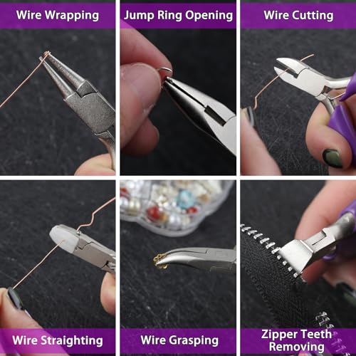 SPEEDWOX 6PCS Mini Jewelry Pliers Set - Double Nose Pliers, End Cutting, Diagonal, Bent Nose, Jump Ring Opener - Image 2