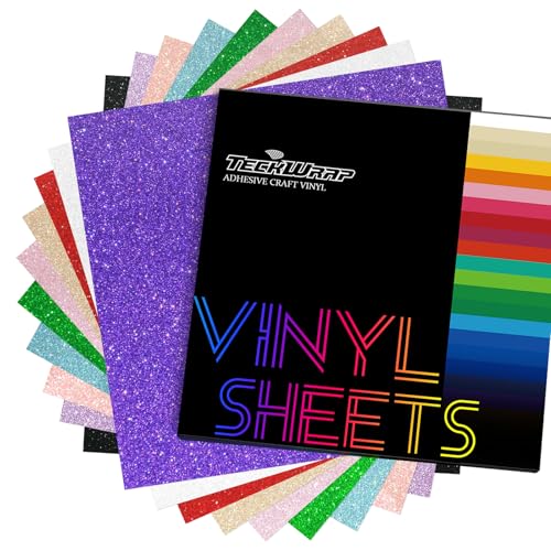TECKWRAP Shimmer Vinyl Glitter Adhesive Sheets for Craft Cutter 12 x 12 10 Sheets/Pack