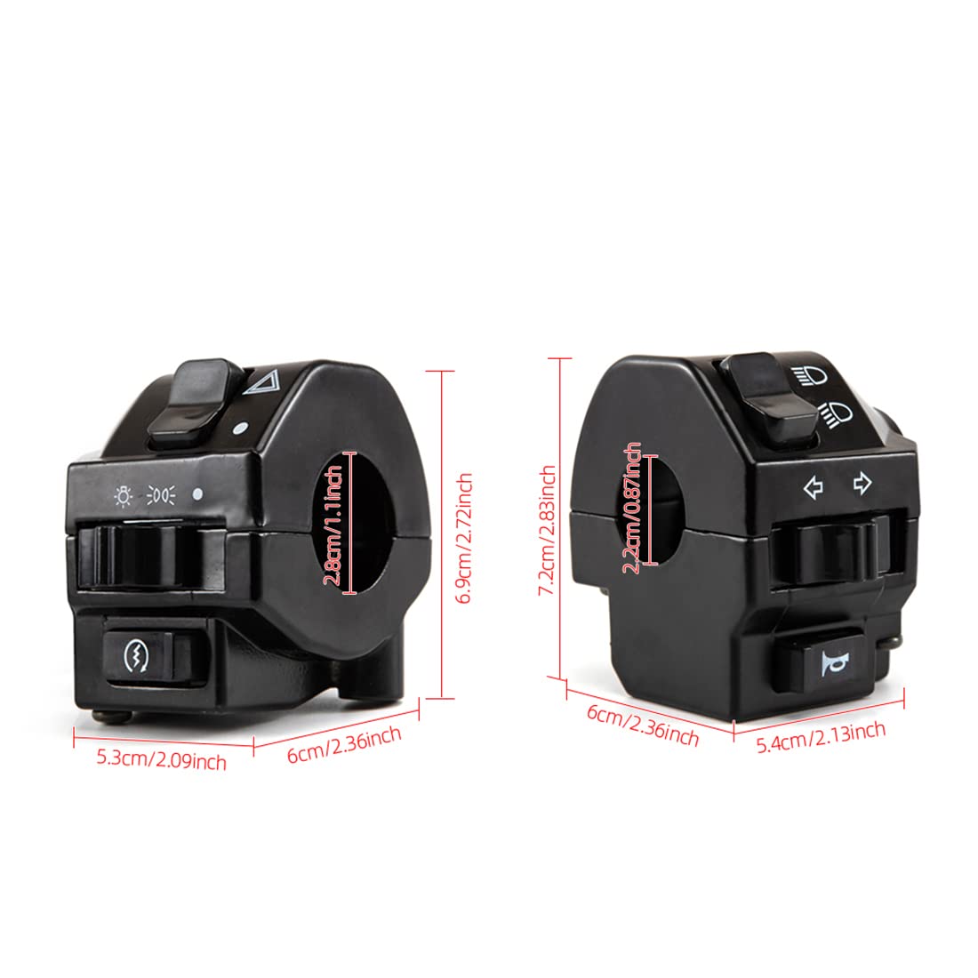 Interrupteur Moto Universel 7/8'' - Klaxon, Clignotants, Phares - Étanche Pour Guidon