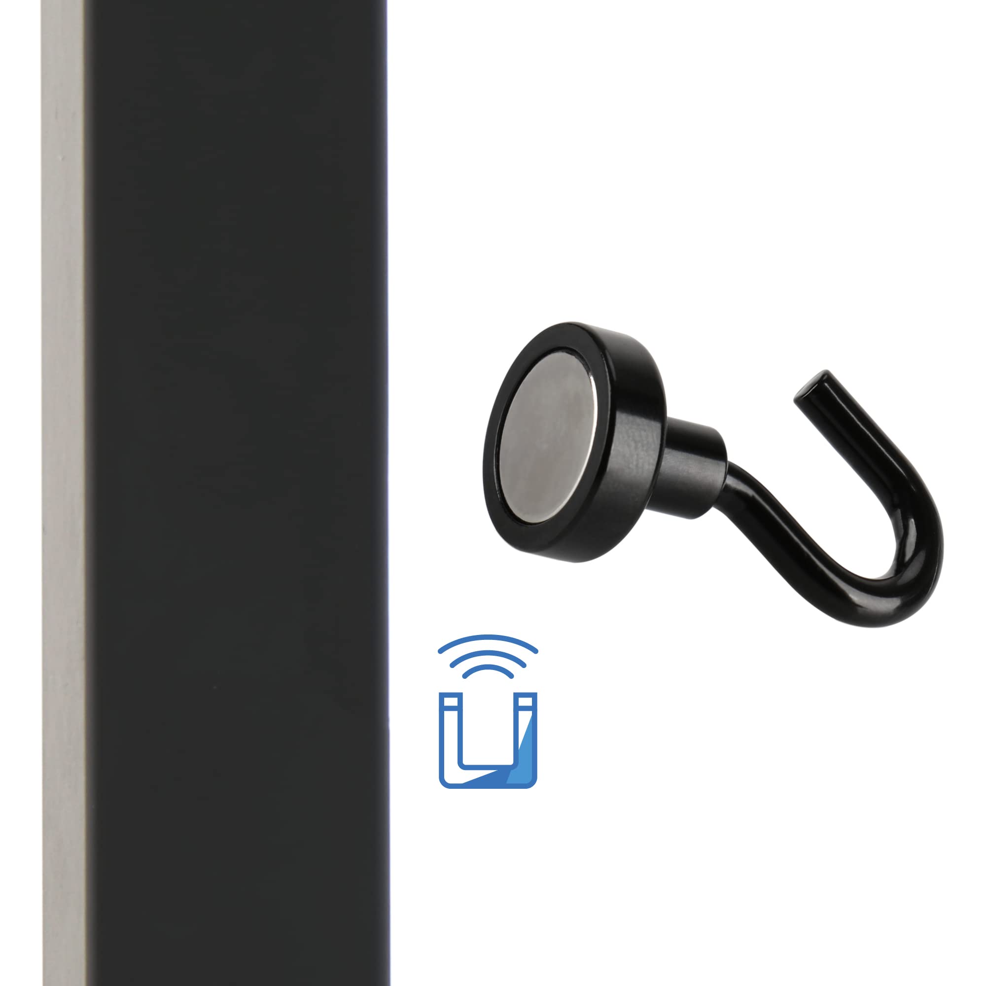 6 Ganci magnetici - potenti magneti per la casa e L'Ufficio - capacità di carico Fino a 8 kg - calamita per Frigorifero - aiutante Quotidiano - calamita (6 Pezzi - Nero)