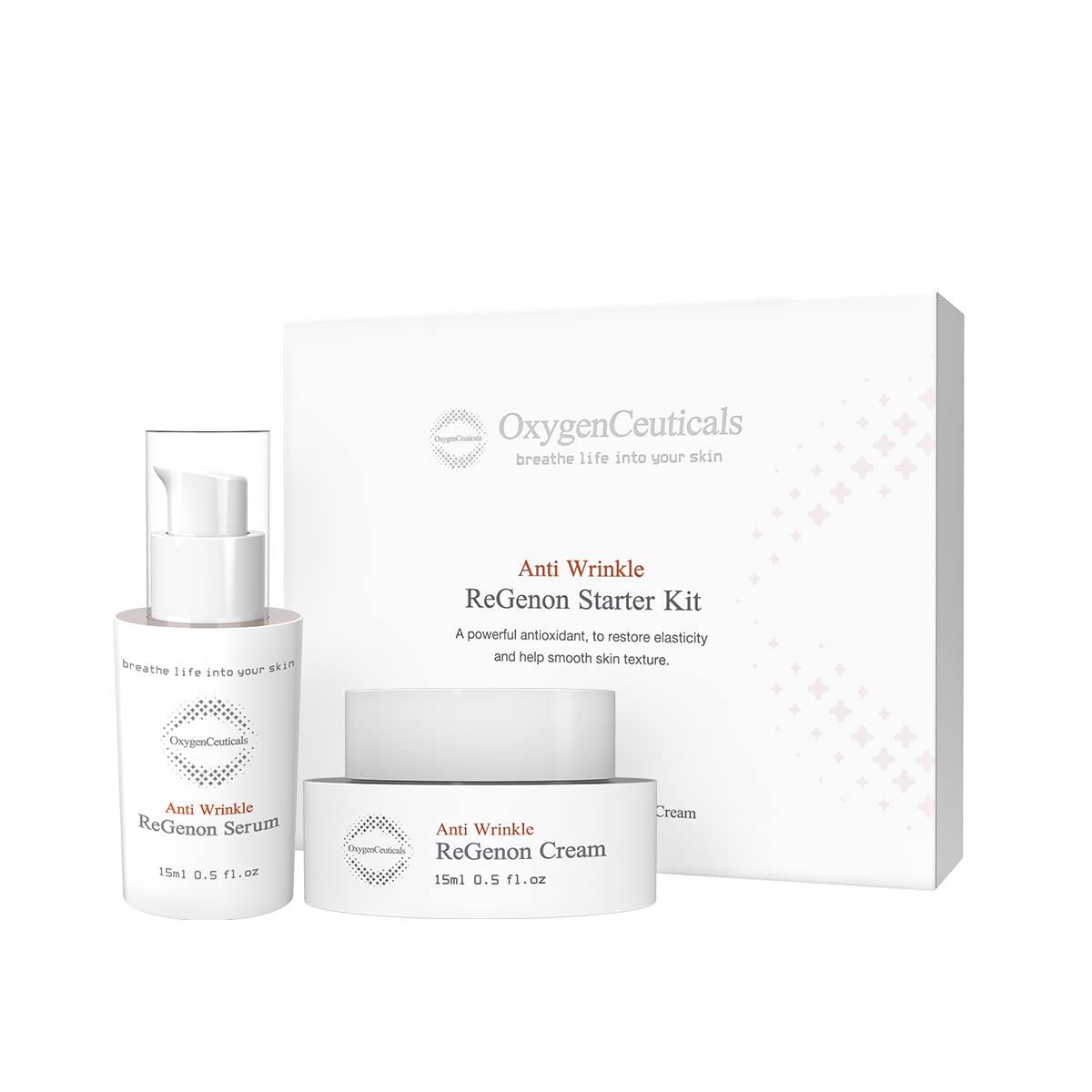 ReGenon Starter Kit – 2-Step Anti-Aging System with Antioxidant Serum & Cream, 20,000ppm of Idebenone