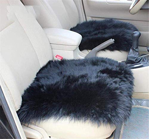 Ximger - Funda de cojín para Asiento de Coche (Lana de Oveja, 45 x 45 cm), Color Negro