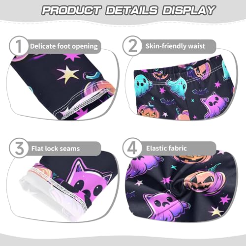 Gradient Ghost Pumpkin Girls Leggings Ultra Soft Compression Yoga Gym Pants for Kids 4-10T3