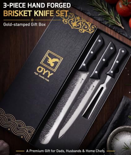 3PCS Brisket Butcher Knife Set, Carving Knife Slicer with Fork - image 2