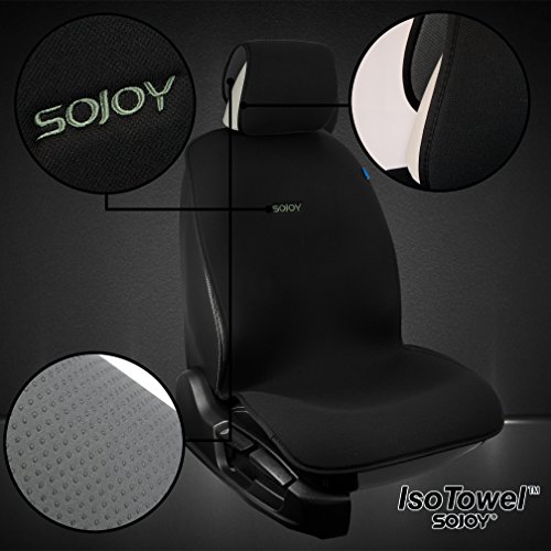 SOJOY Universal Four Seasons Full Set of Car Seat Cover and Cushions (Classic Black)