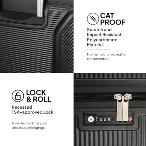 Image of American Tourister Robotech | Medium Size Check-in Trolley Bag (67 cm) | 360 8 Wheel Travel Luggage | Hard Case Polycarbonate (PC) Suitcase | Recessed TSA Lock | Black