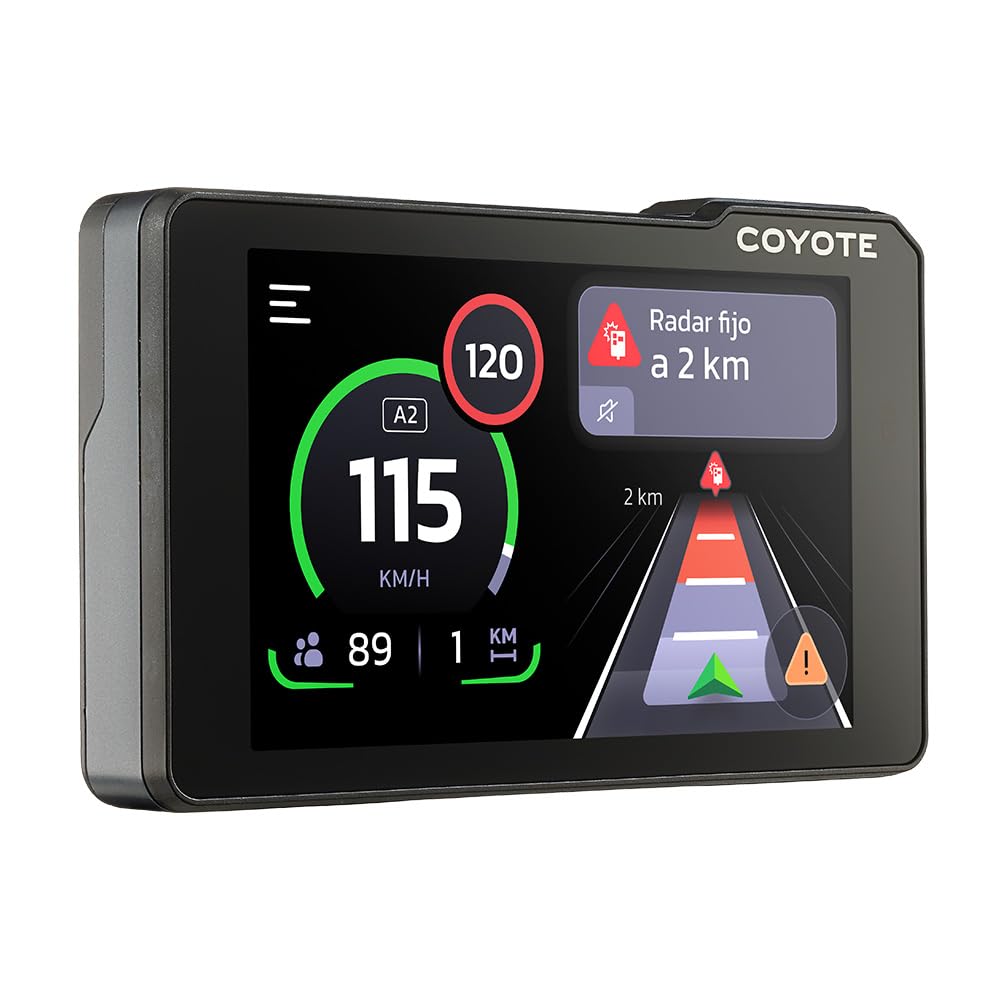 Coyote MAX(España) - Asistente de conducción - Avisador de Radares - Asistente de Voz y Pantalla táctil 4" - Alertas de límites de Velocidad- Alertas de radares, tráfico e incidencias en Tiempo Real