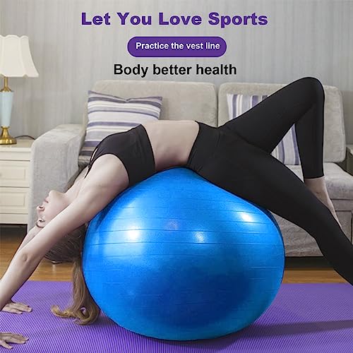 Image of Exercise Yoga Ball, Explosion-Proof Stability Ball(25in /65cm) with Pump, Elastic Birthing Balance Balls for Fitness /Balance /Workout /Physical Therapy /Gymnastics Train -Blue