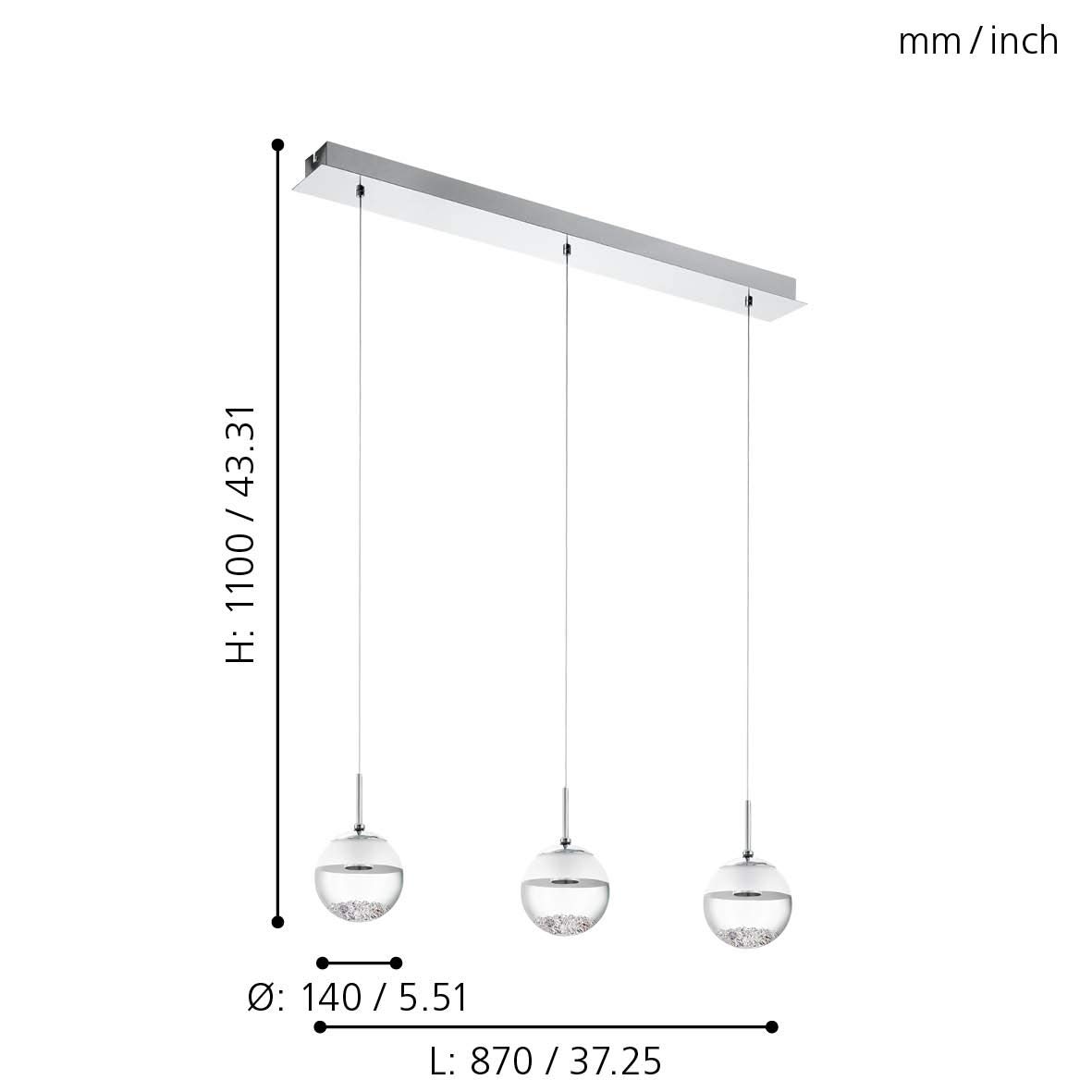 Eglo LED lampada a sospensione Montefio 1, lampada a sospensione a 3