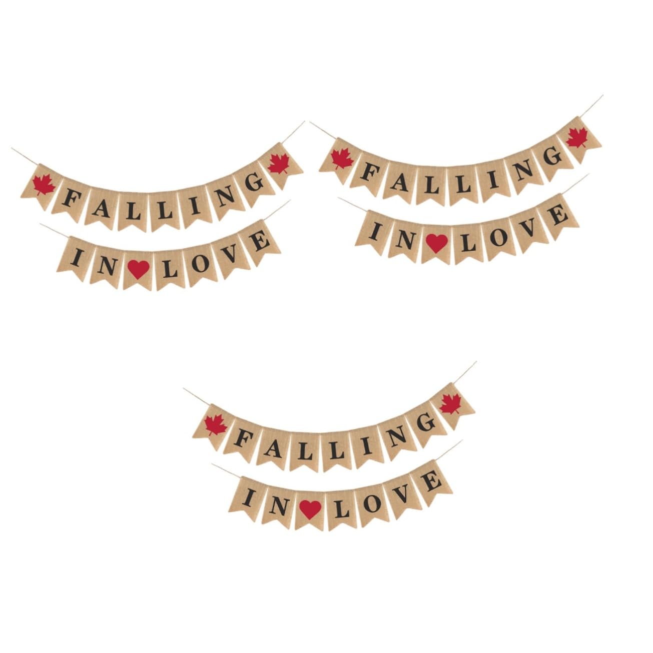 PRETYZOOM 3stücke Hochzeitsbanner Aus Leinenstoff Herbst Dekoration Für Hochzeiten Falling in Love Fotorequisiten Khaki Für Romantische Feiern Und Zuhause