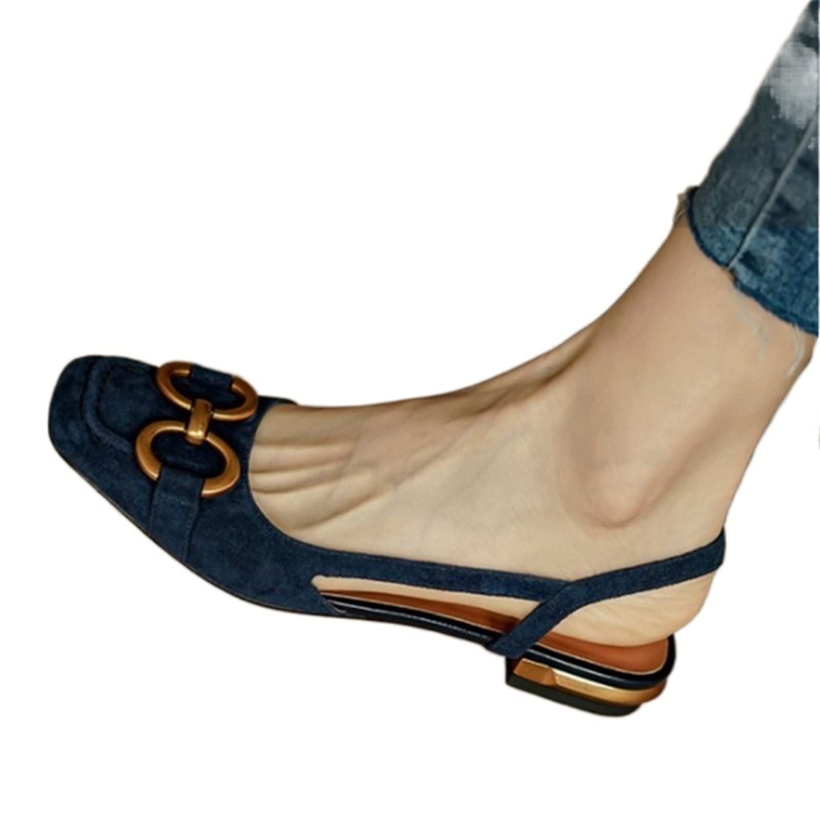 UYKUM High-Heeled Shoes, Office Ladies Shoes and Sandals Women Casual Shoes Square Heel Sandals Slip On Woman Flats (Size : 36)